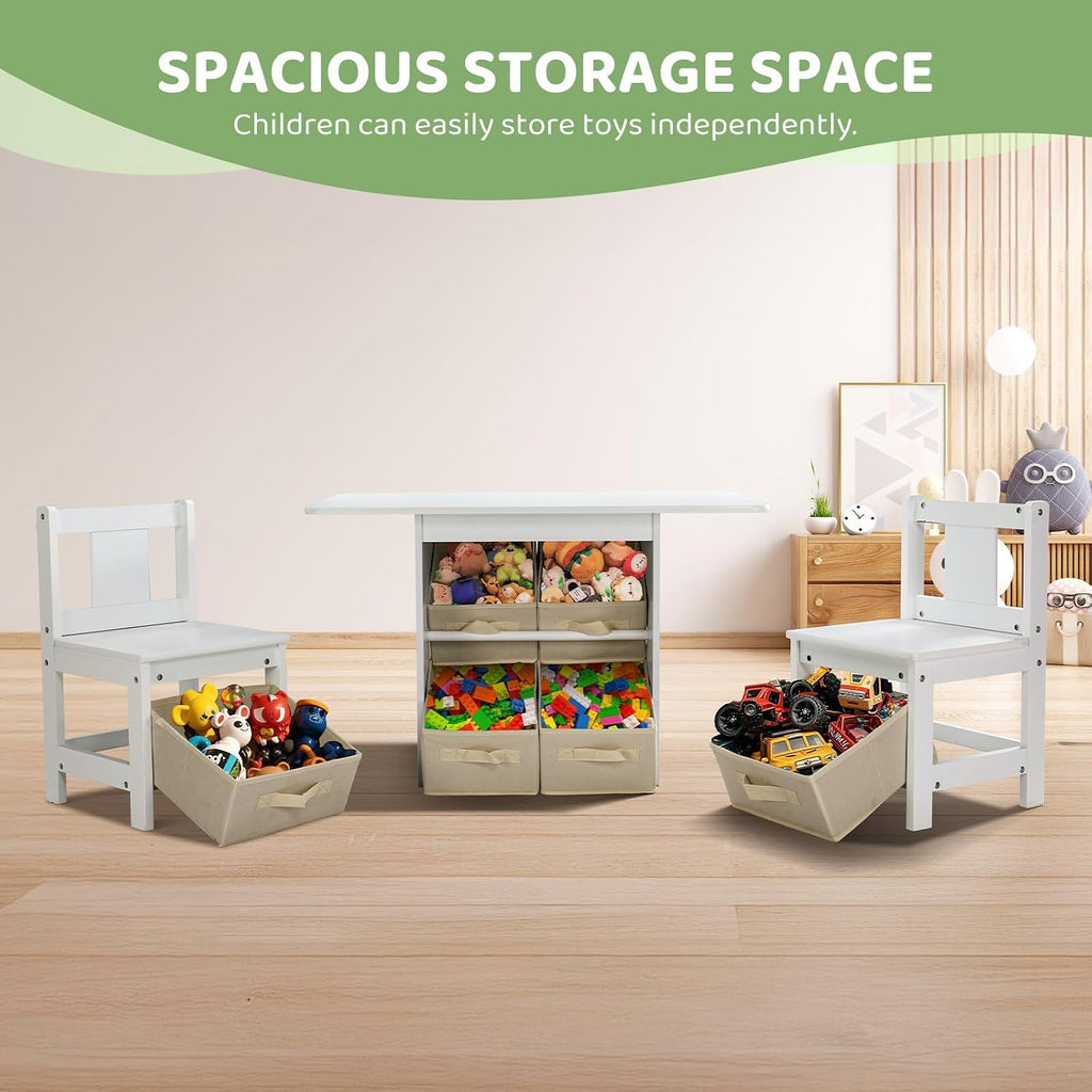 Kids Table and Chairs with Storage, 6 Drawers Toddlers Table and Chair Set- Ideal for 3-8 Years Old, European Grade