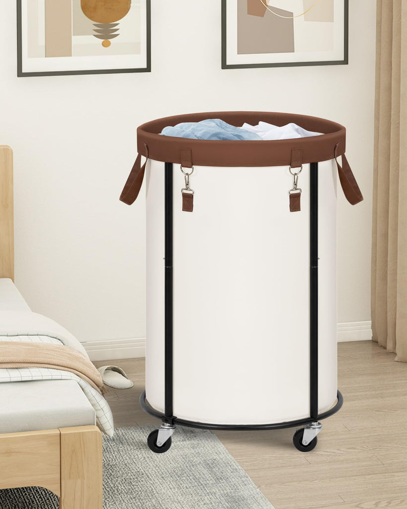 Rolling Laundry Hamper with Wheels 110L Laundry Basket, Round Laundry Cart with Metal Frame and Removable Bag