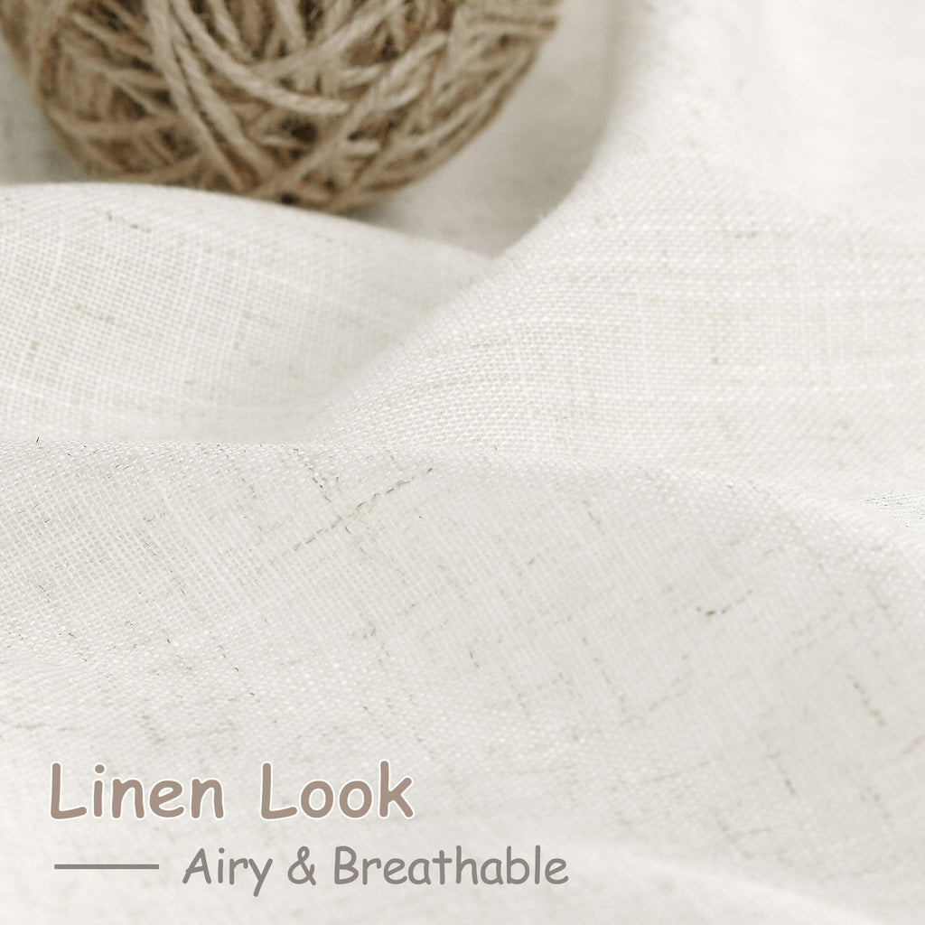 Beige White Linen Curtains 100 Inch Long Back Tab Filters Light Ensures Privacy Transparent Beige White Curtains