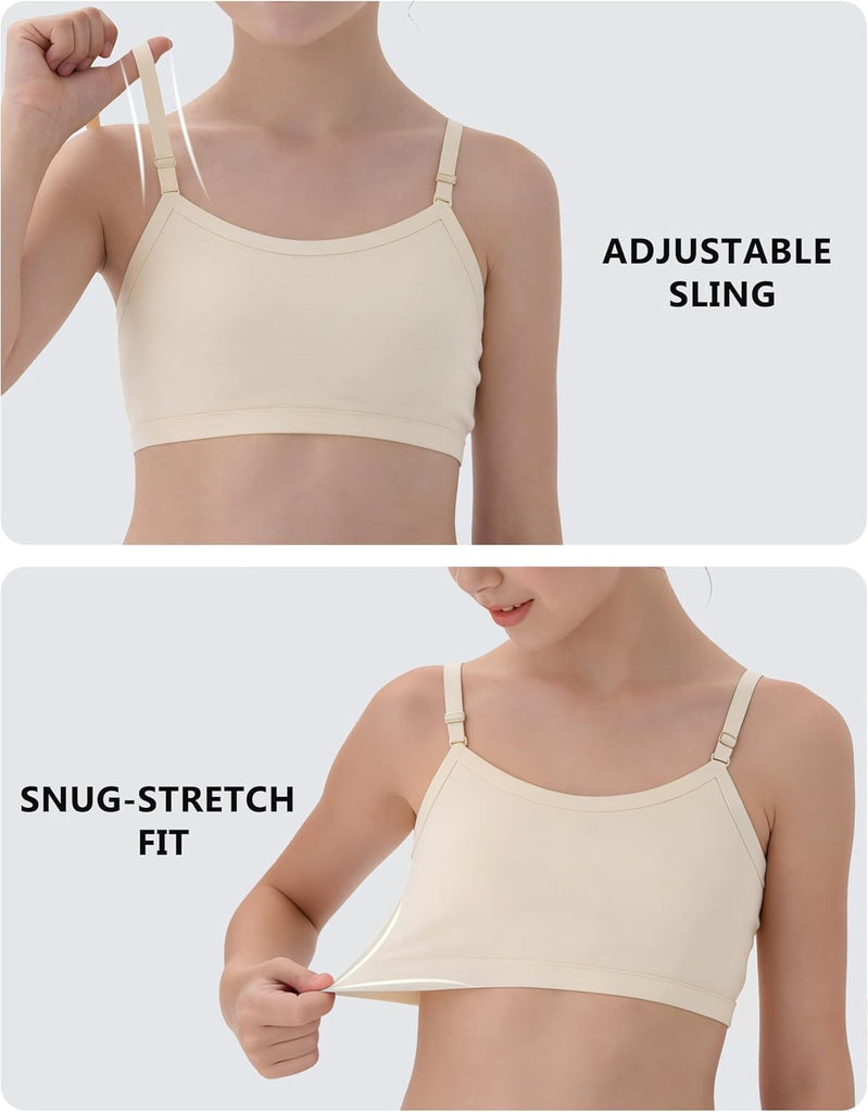Girl's Training Bra Cotton Spaghetti Strap Adjustable Sport Underwear