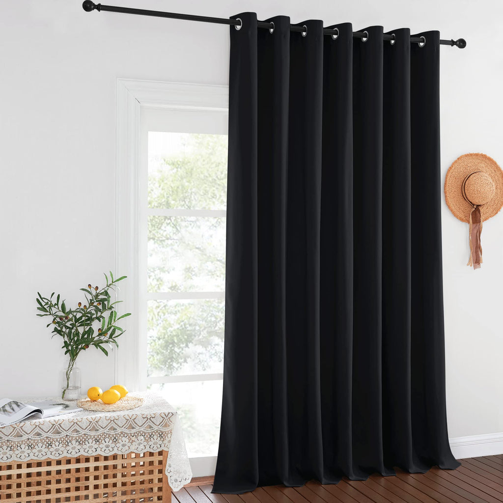 Black Out 144 inch Curtain for Sliding Glass Door, Grommet Thermal Insulated Sound Reducing Window Treatment Extra