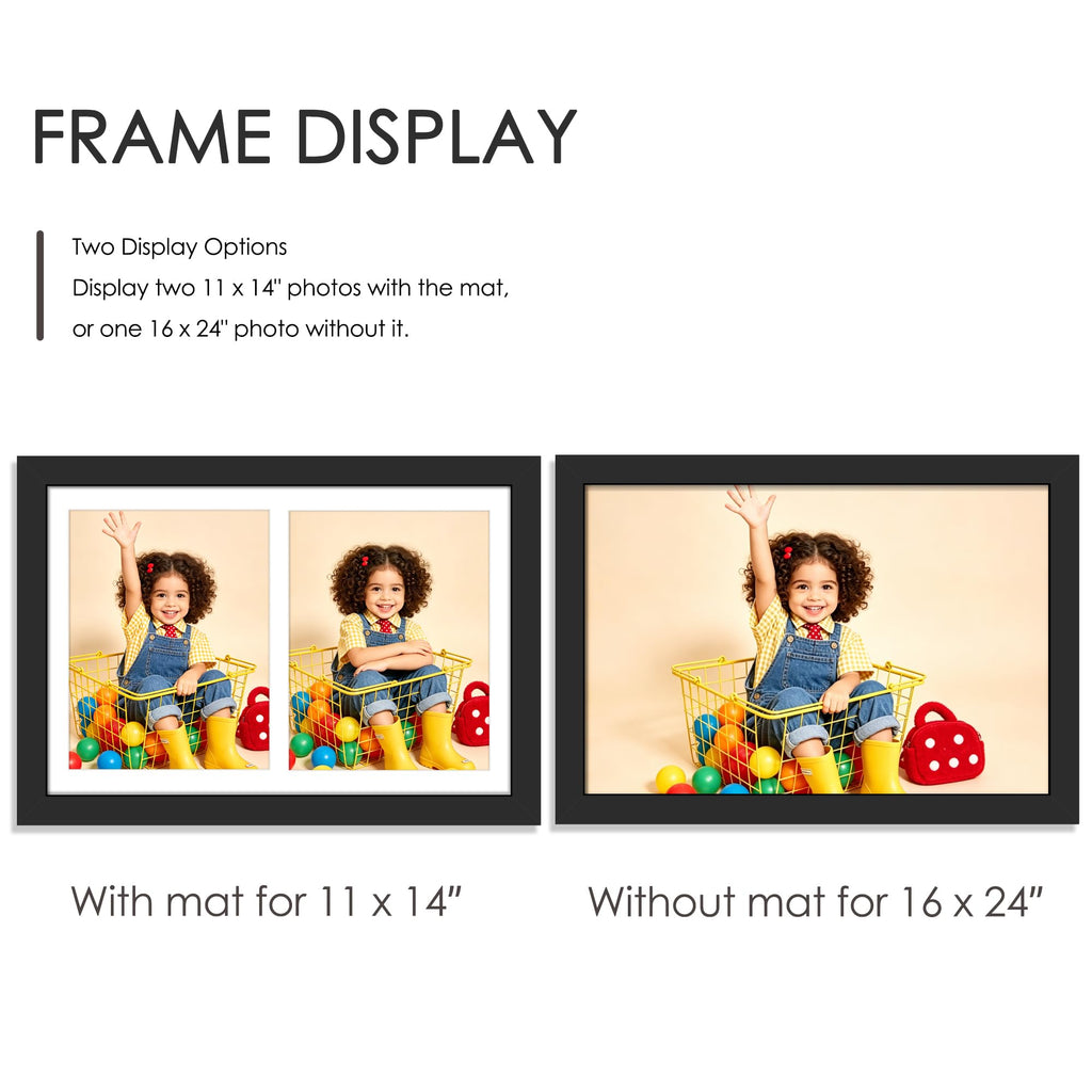 16x24 2 Opening Collage Frame For 2 11x14 Photos Black