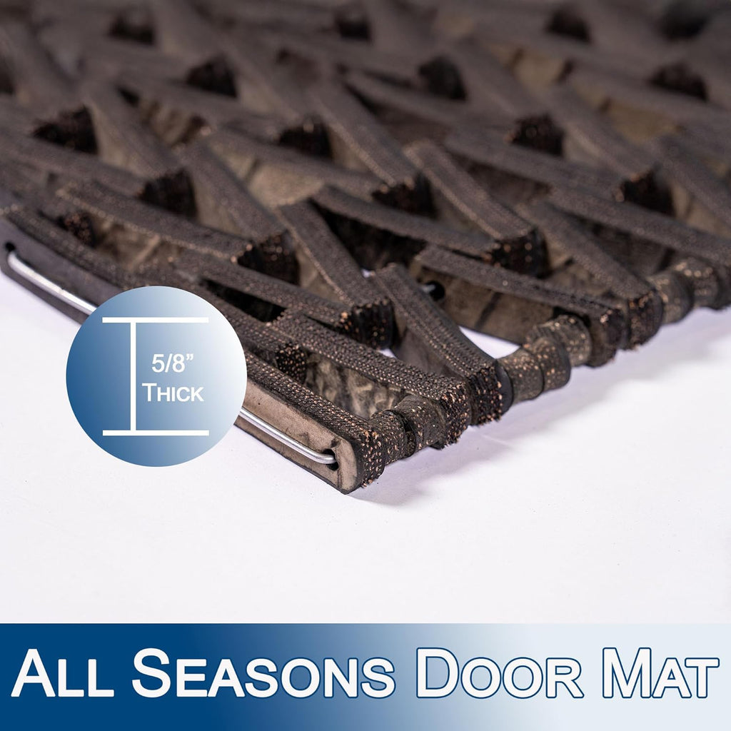 Durite Outdoor Door Mat, Recycled Tire-Link Welcome Rubber Patio or Entrance Front Door Mat, 17" x 25", Heavy Duty
