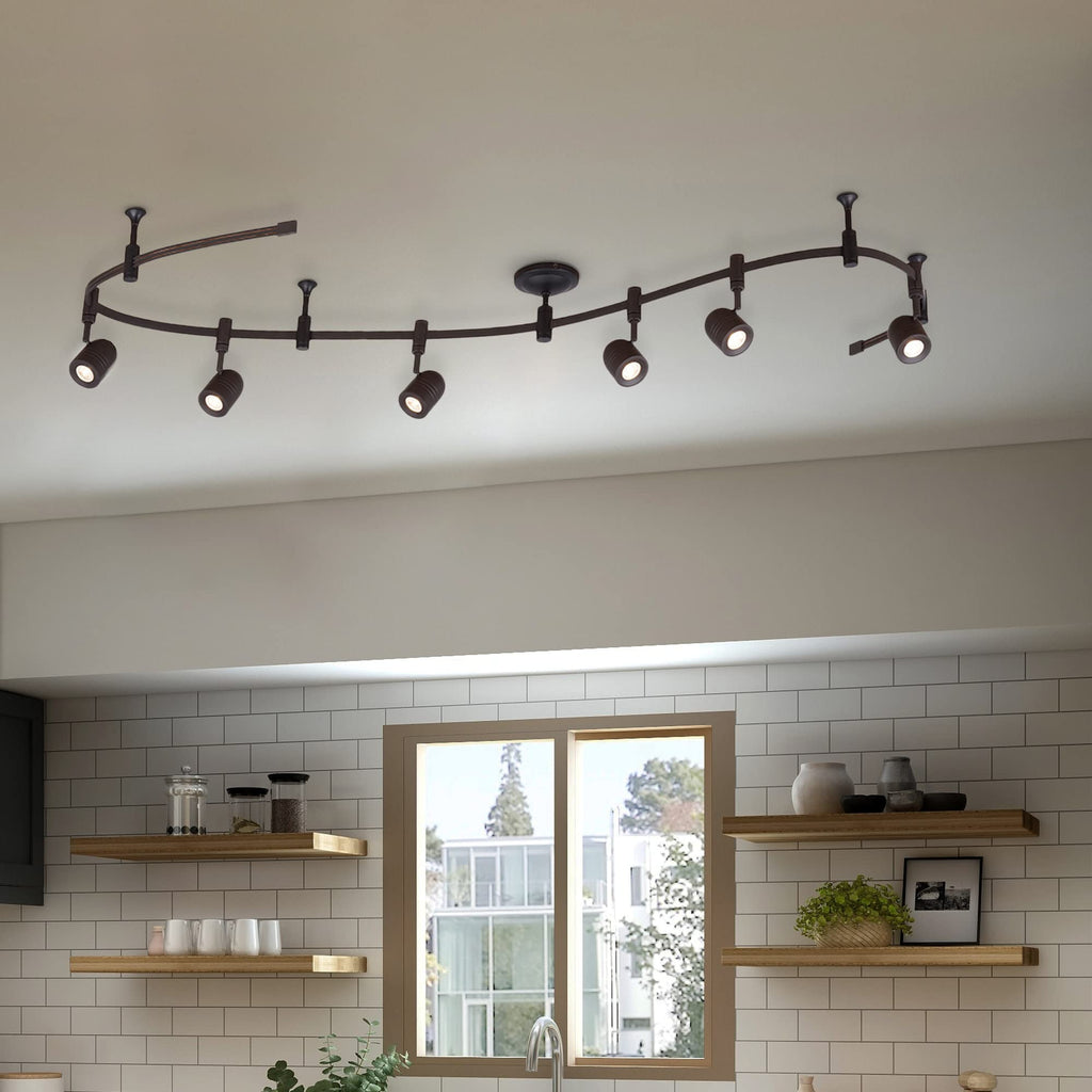 000 Transitional 6-Light Integrated LED Flex Track Ceiling Light, Bulbs Included 96", Oil Rubbed Bronze, Black