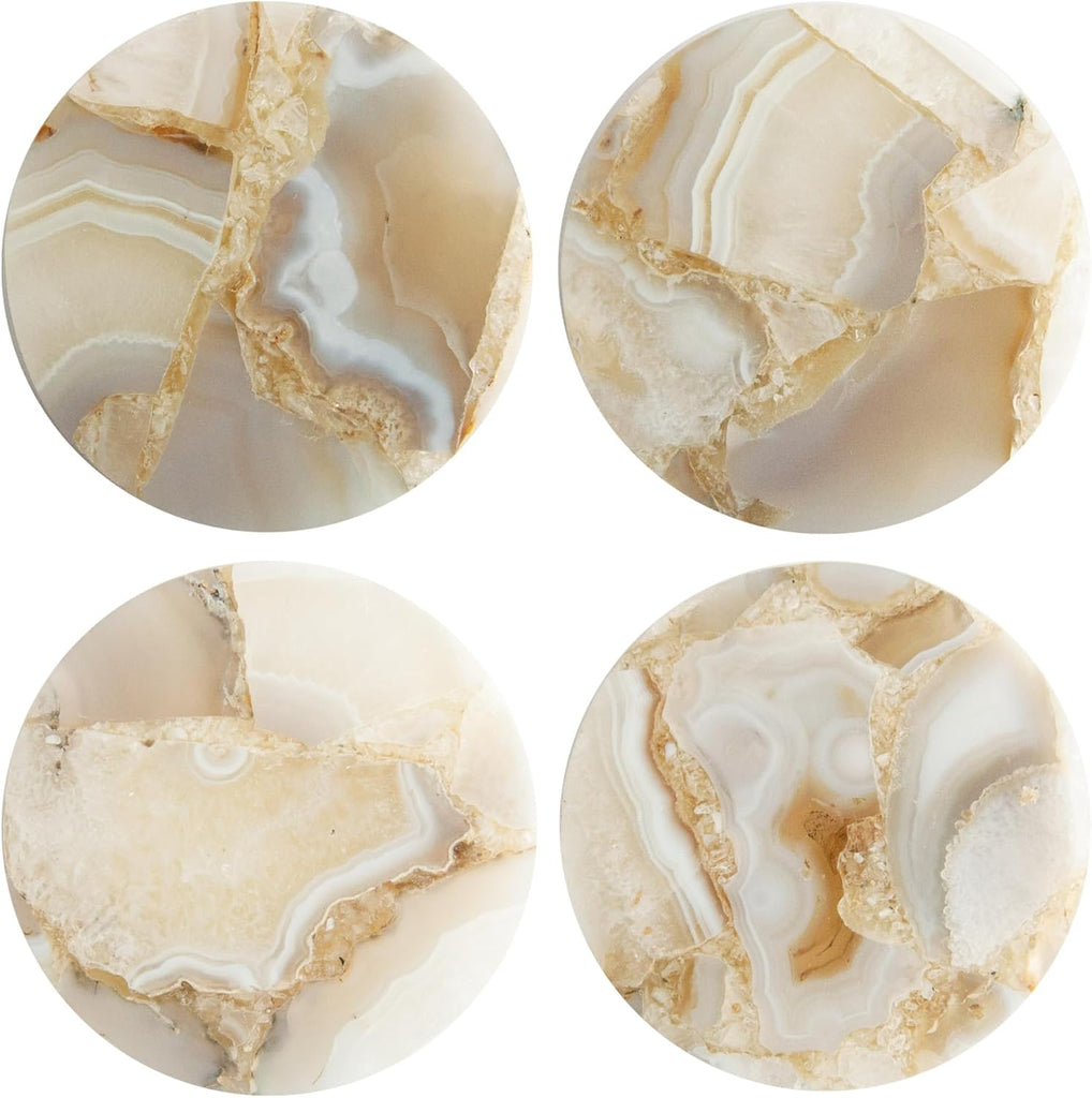 Round Agate Coasters, Multicolor - Set of 4