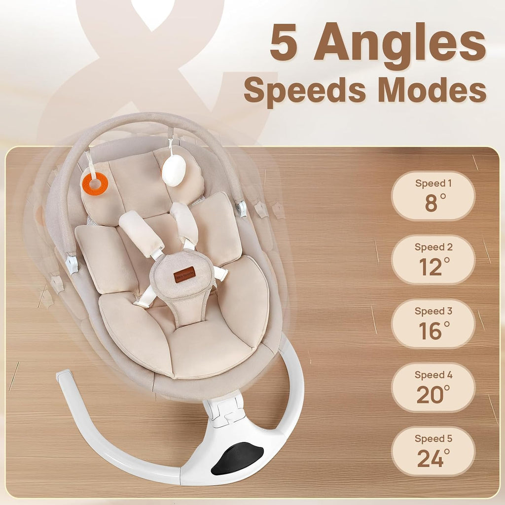 Swings for Infants Remote Control Bluetooth Music Speed Beige