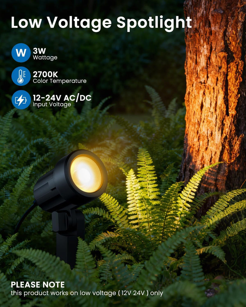 All-in-One Low Voltage Landscape Lighting Kit, 4-Pack, Warm White | LED Landscape Lights with Transformer 32FT Wire
