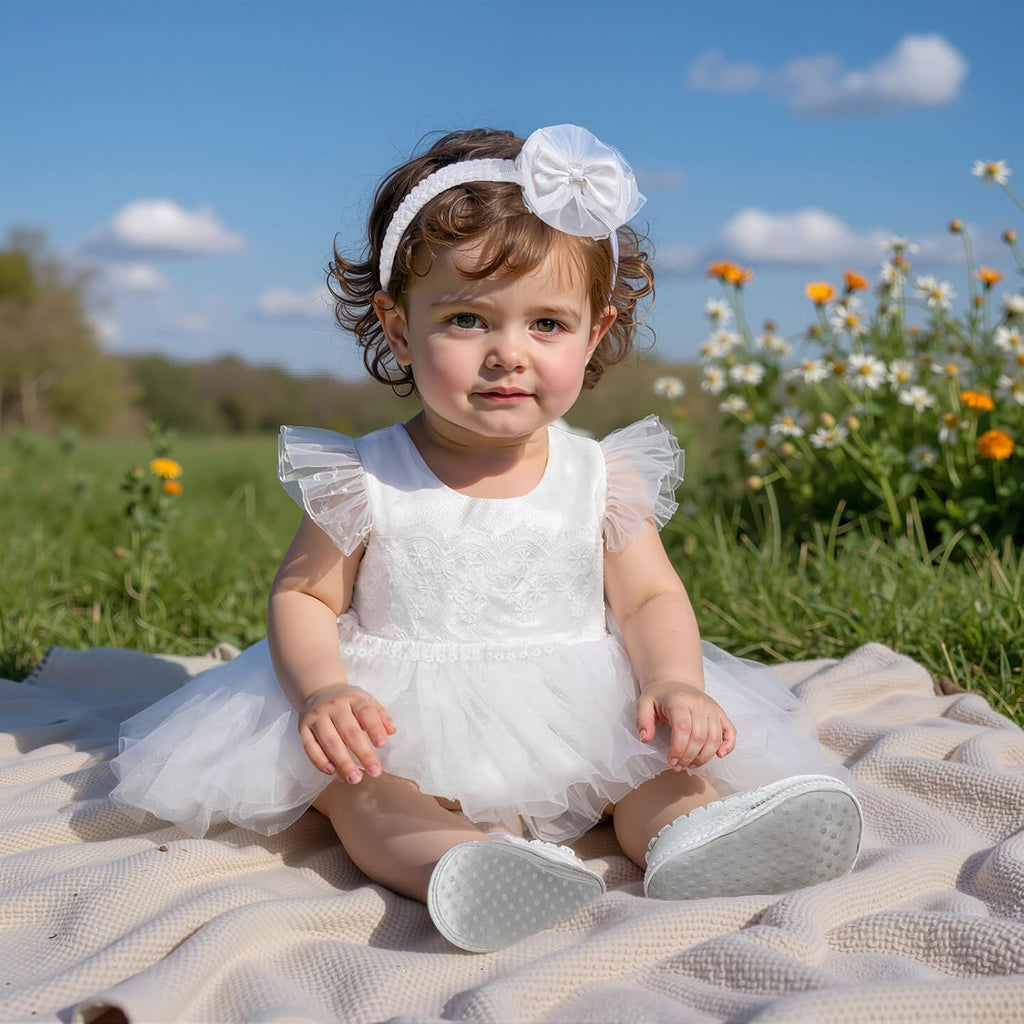 Flower Baby Girl Dresses Baptism Outfits with Shoes Set