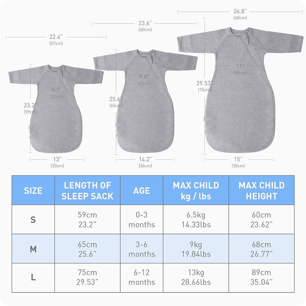 Premium Soft Cotton Transitional Baby Swaddling Sack with Arms Up & Sleeves, Mitten Cuffs, Way Zipper