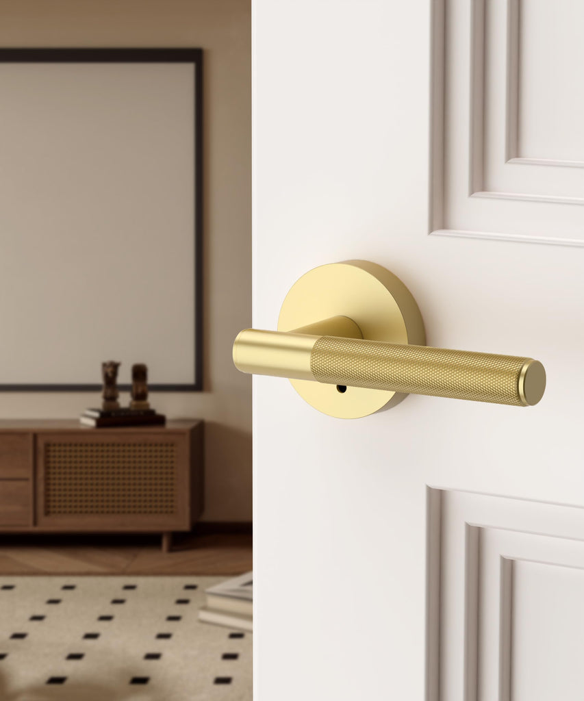 4 Pack Brushed Gold Privacy Interior Door Handles
