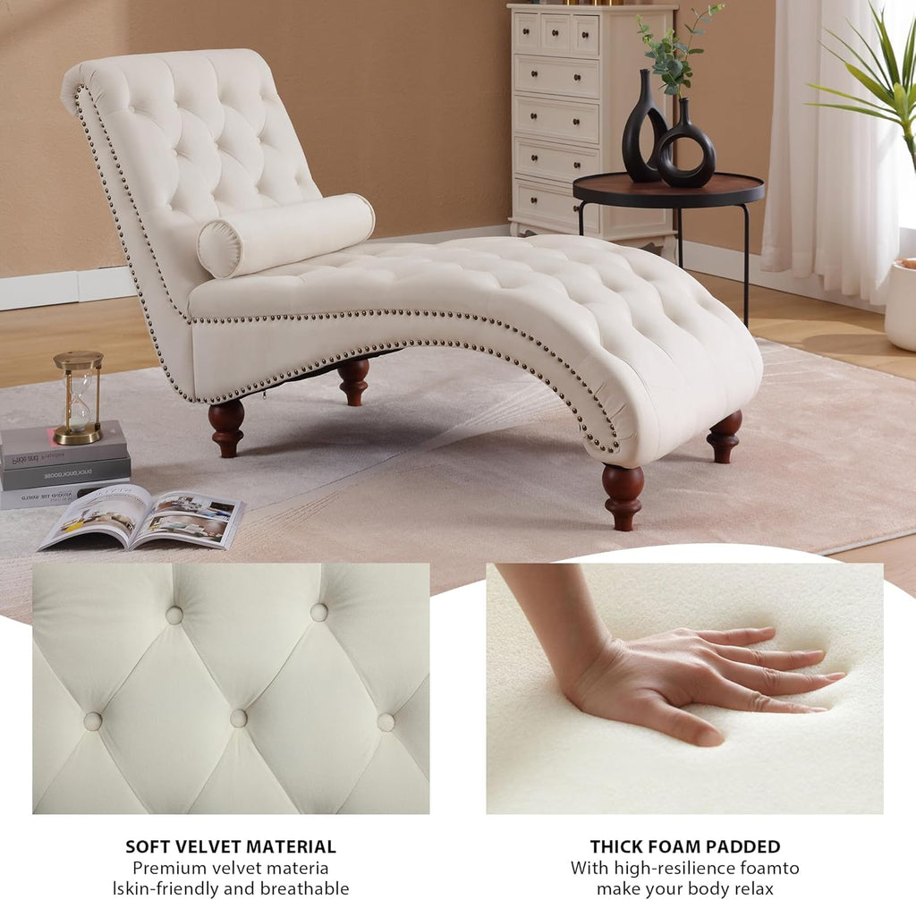Chaise Lounge Chair Indoor, Velvet Bedroom Accent Lounge Chair