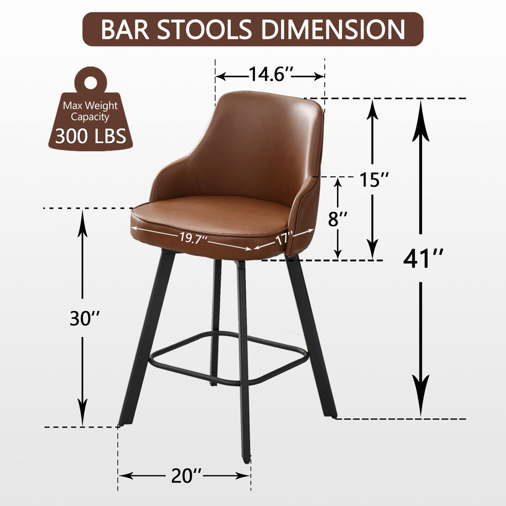 Bar Height Bar Stools Set of 4, 30" Stools with Back Island