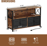 Retro Sideboard Buffet Cabinet with Power Outlet & USB Port, Industrial Wood Farmhouse Coffee Bar Cabinet with Storage