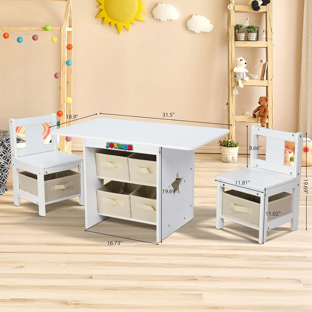 Kids Table and Chairs with Storage, 6 Drawers Toddlers Table and Chair Set- Ideal for 3-8 Years Old, European Grade