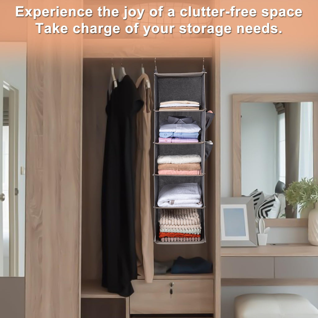 Hanging Closet Organize and Shelves,5-Hanging Shelf(2 Pack,Grey)
