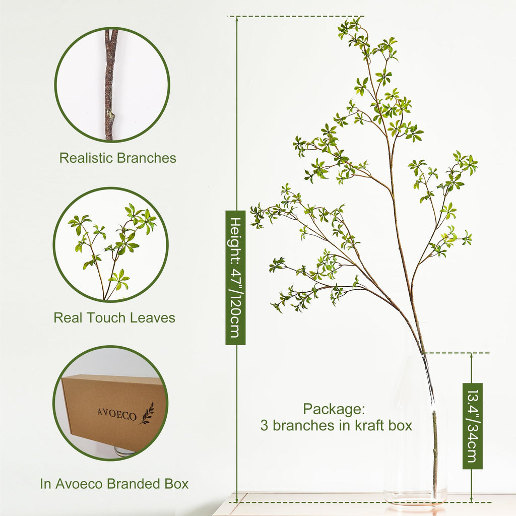 3 Pack 47 Inch Real Touch Faux Enkianthus Tall Branches