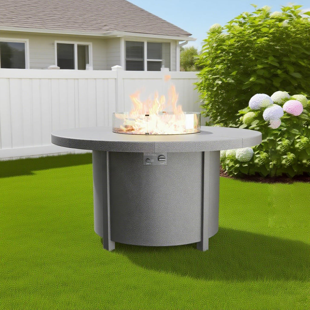 48" Round Propane Fire Pit Table with Lid