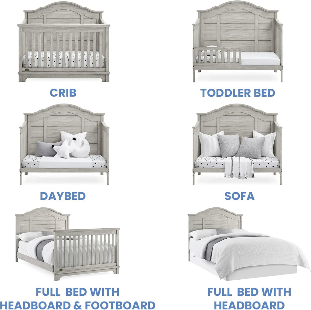 Asher Crib and Dresser Nursery Furniture - 6-in-1 Convertible Crib with Toddler Rail | Fully Assembled 6 Drawer