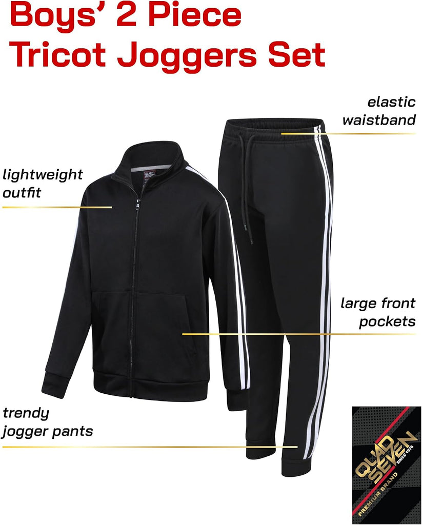 Boys Tracksuit Set - 2 Piece Athletic Tricot Zip Up Boys Sweatshirts and Jogger Pants Outfit