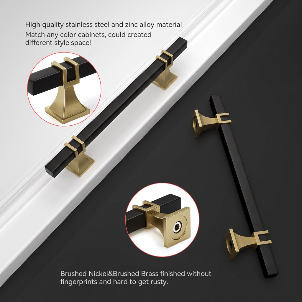 Black and Champagne Bronze Cabinet Pulls 3" Black and Brass Pulls