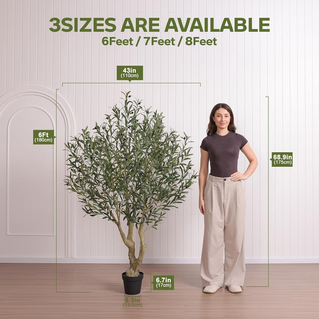 6ft Olive Tree Artificial Indoor,Tall Faux Olive Tree
