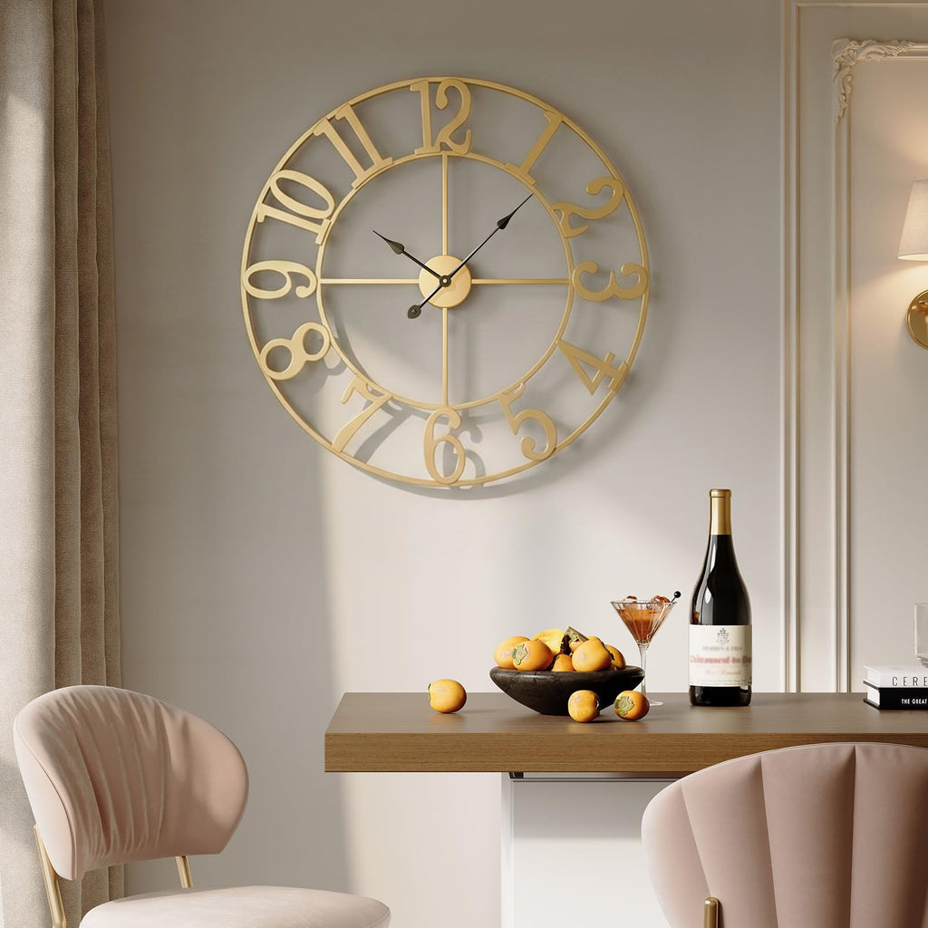36 Inch Large Wall Clock Gold Decorative Clock Decor