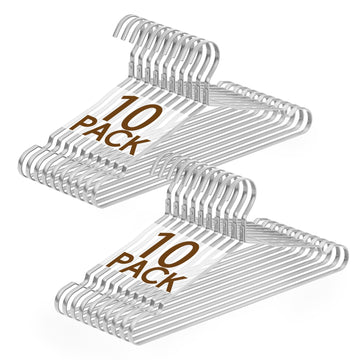 20 Pack Matte Silver Aluminum 0.31" Widen Metal Coat Hangers