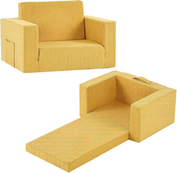 In-1 Kids Sofa, Convertible Children Couch to Lounger, Flip Out Kids Chair, Toddler Armrest Chair Bed, Folding Kid