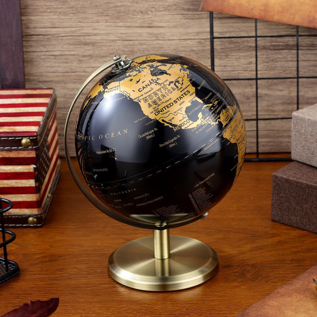 Antique Globe Ornament Rotating World Globe Desktop Decor Elegant Geography Table Decoration and Office Vintage Desk