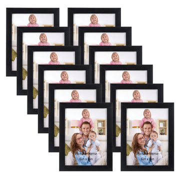 6x8 Picture Frame Black 6 x 8 Photo Frames Bulk for Wall or Tabletop Display, 12 Pack