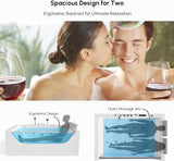 70.8" Whirlpool Bathtub with Thermostat Control, 2-Person Jetted Bathtub 3-Sided Apron Acrylic Soaking Tub, Lumbar