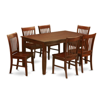 West Furniture 7 Piece Dining Set Consist of a Rectangle Solid Wood Table and 6 Kitchen Room Chairs