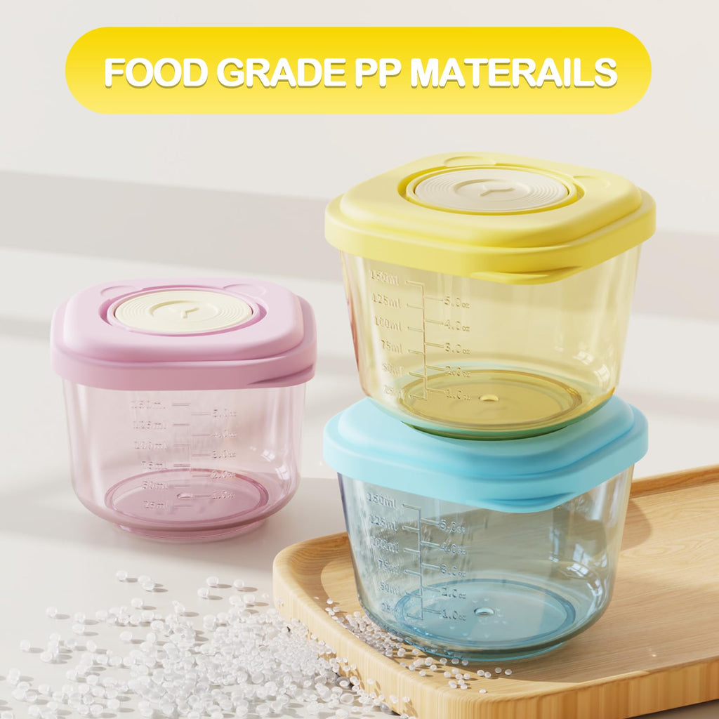 Baby Food Containers, 5 oz Storage Jars with Lids, 6 Pack, Freezer Safe
