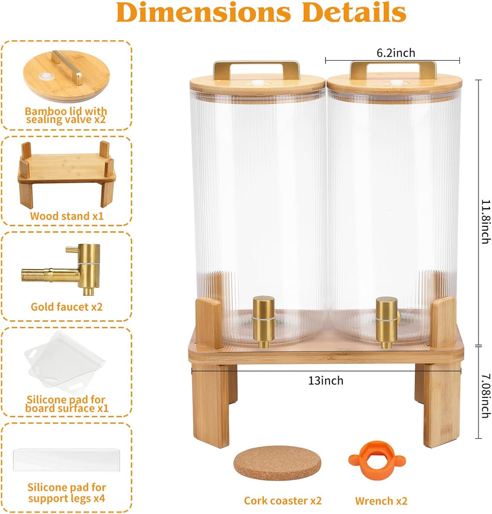 1.5 Gallon Drink Dispensers for Parties,Beverage Dispenser With Wood Stand