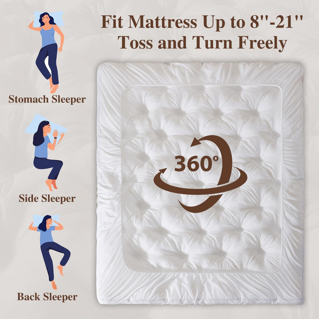 5 Inch Memory Foam Mattress Topper (Full, 54x75), Deep Pocket | 2000GSM Fluffy Shredded Memory Foam Filled, Extra