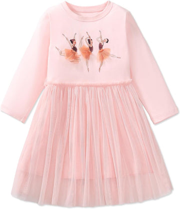 Dresses for Winter Long Sleeve Toddler Girls Clothes Party Tulle Cotton Casual Dresses