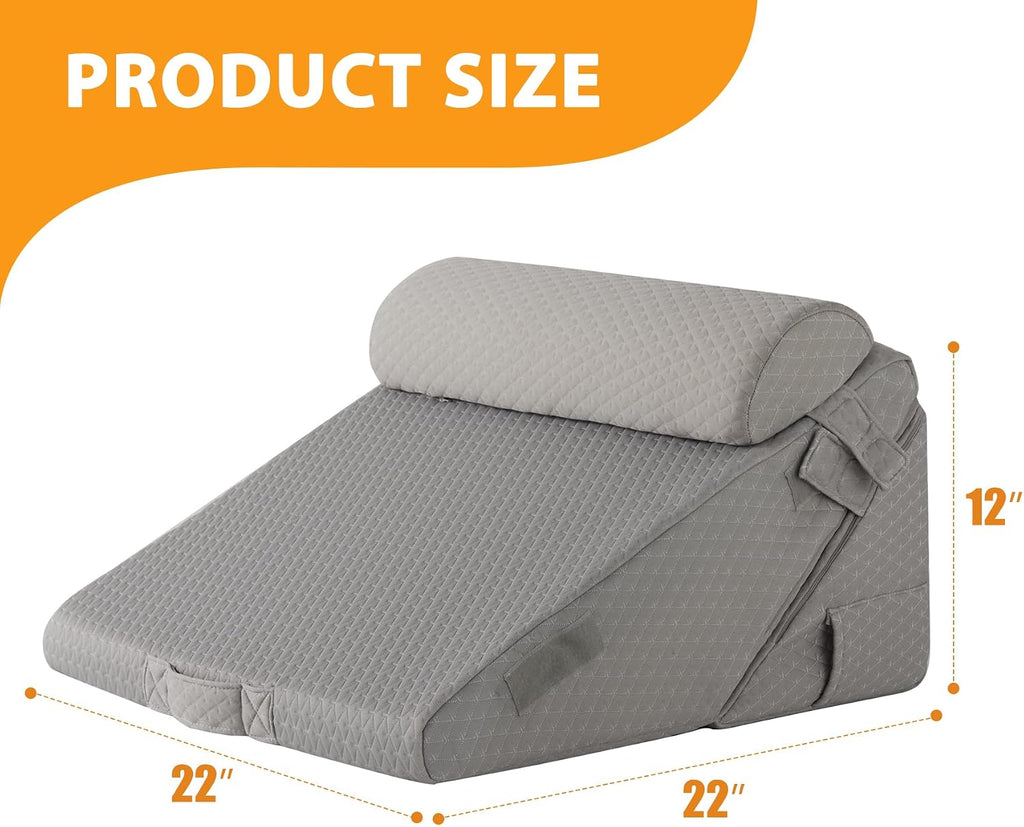 Wedge Pillow Set for After Surgery, 3PCS Adjustable 9&12 Inch Bed Wedge Pillow for Sleeping, Incline Pillow Wedge for - Set of 3