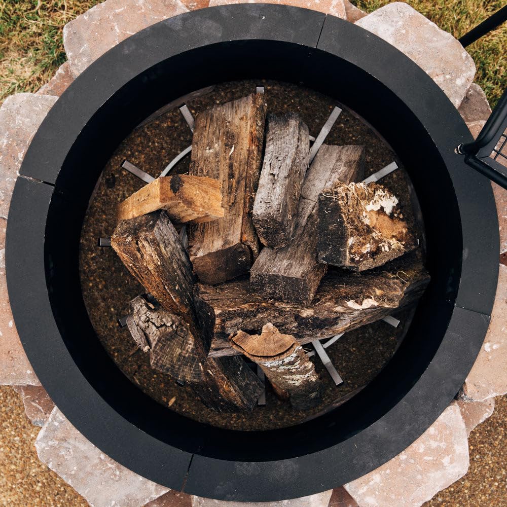 Great Outdoor 38in Dia Steel Fire Pit Liner, 1mm Thick DIY Above or In-Ground Outdoor Fire Pit, 4 Panel Steel Ring