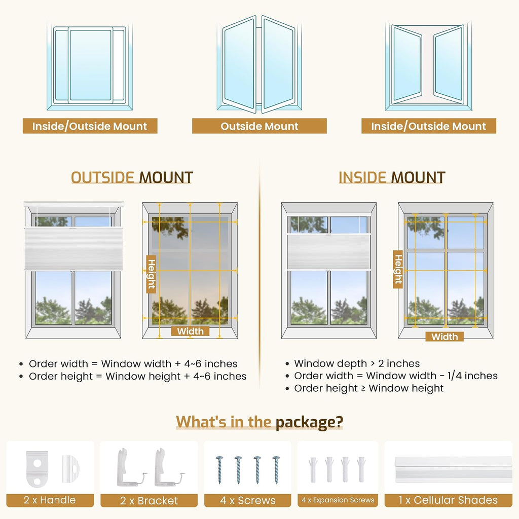 Top Down Bottom Up Cellular Shades Cordless White 29Wx58H