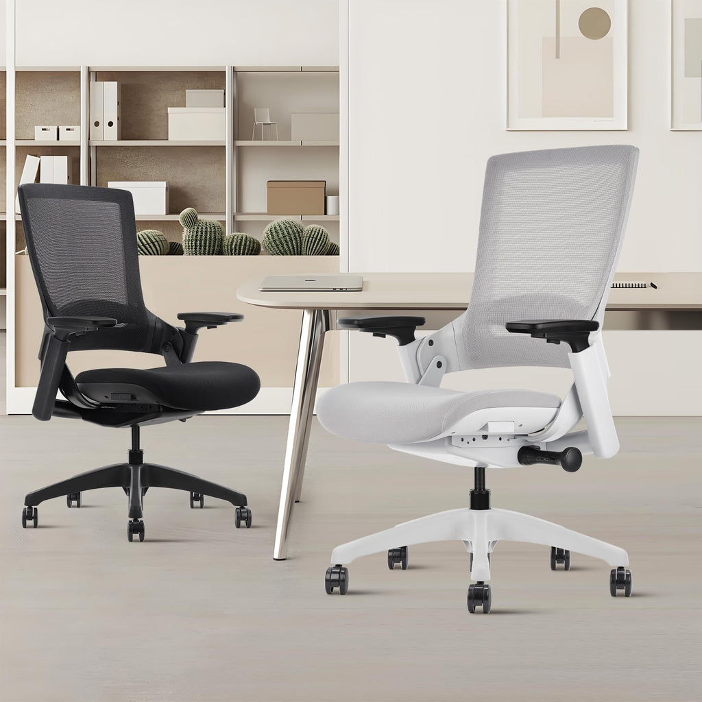 Inspired Leap Style Ergonomic Office Chair — Light Grey Mesh, Flex Back, Adjustable Seat Depth