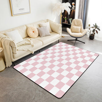 Checkered Decorative Carpet Teen Women Men Pink Plaid Area Rug 3x5 Kids Boys Girls Cute Retro Neutral Checkerboard