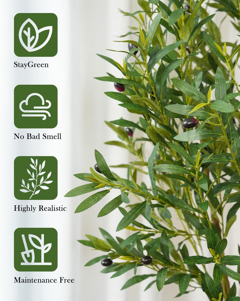 Olive Tree 6FT Fake Tree Faux Plants Indoor with Pot