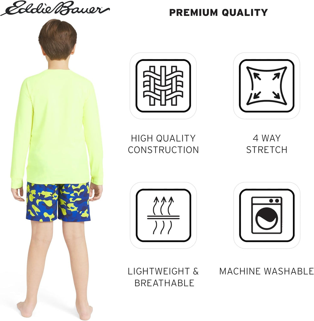 Boys' Swim UPF 50+ Long Sleeve Sun Tee Rash Guard Shirt
