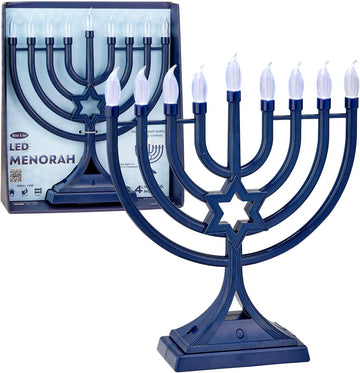 LED Electric Blue Hanukkah with Special Effects - Battery/USB Powered, Star of David, 4 Lighting/Blinking Modes
