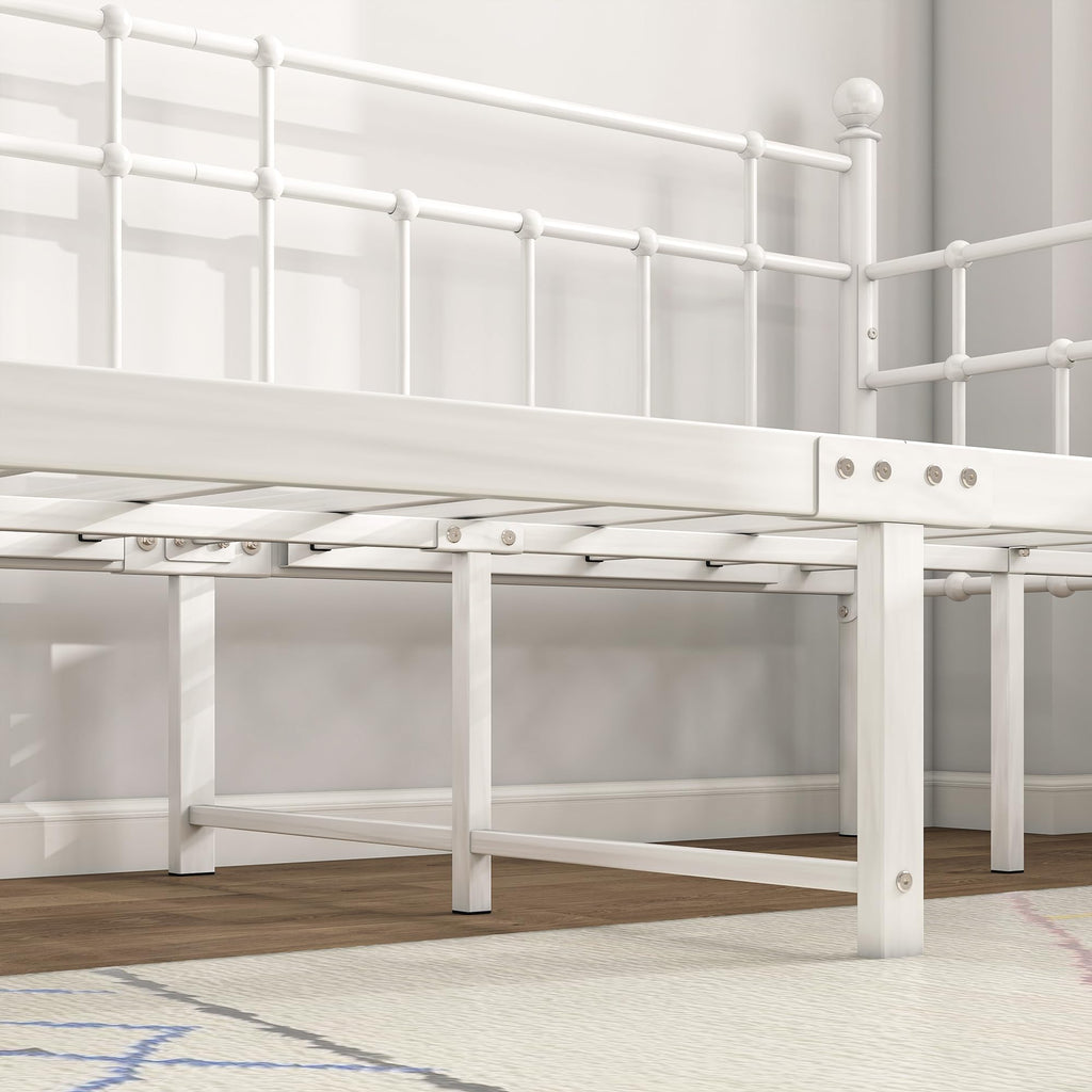 Metal Daybed Frame Twin Size Platform Sofa Bed Day Bed, White