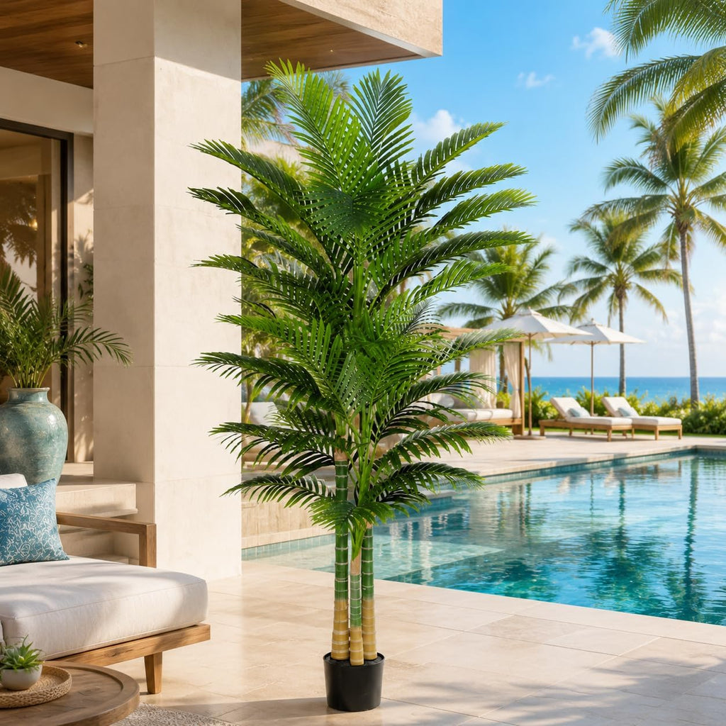 Artificial Palm Tree Indoor Plant (Black, 6FT)