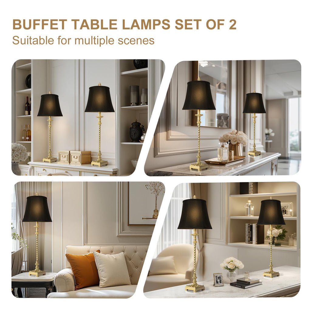 33'' Vintage Table Lamp Set of 2 Bedroom Dinning, Gold Leaf