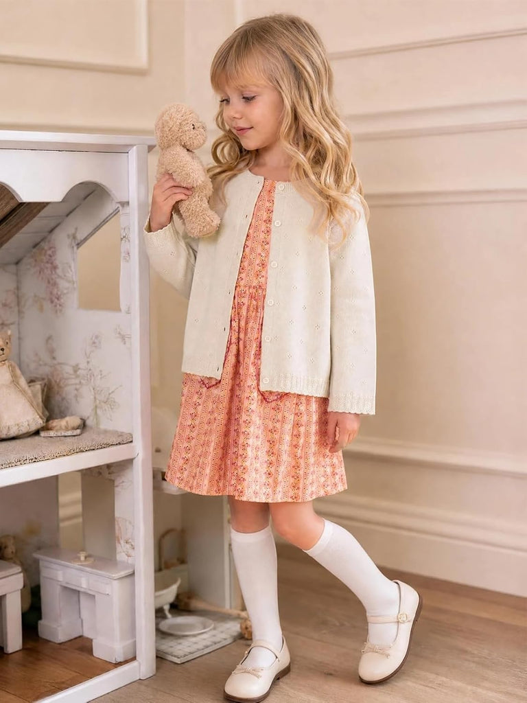Long Sleeve Button Up Knit Sweater School Uniform Top