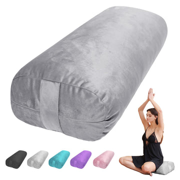 Yoga Bolster Pillow for Restorative & Yin Yoga, Meditation Cushion (Gray)