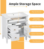 Harper & Bright Designs 30" Bathroom Vanity with Sink, Free Standing Vanity Set with Tip-Out Drawer, 2 Drawers